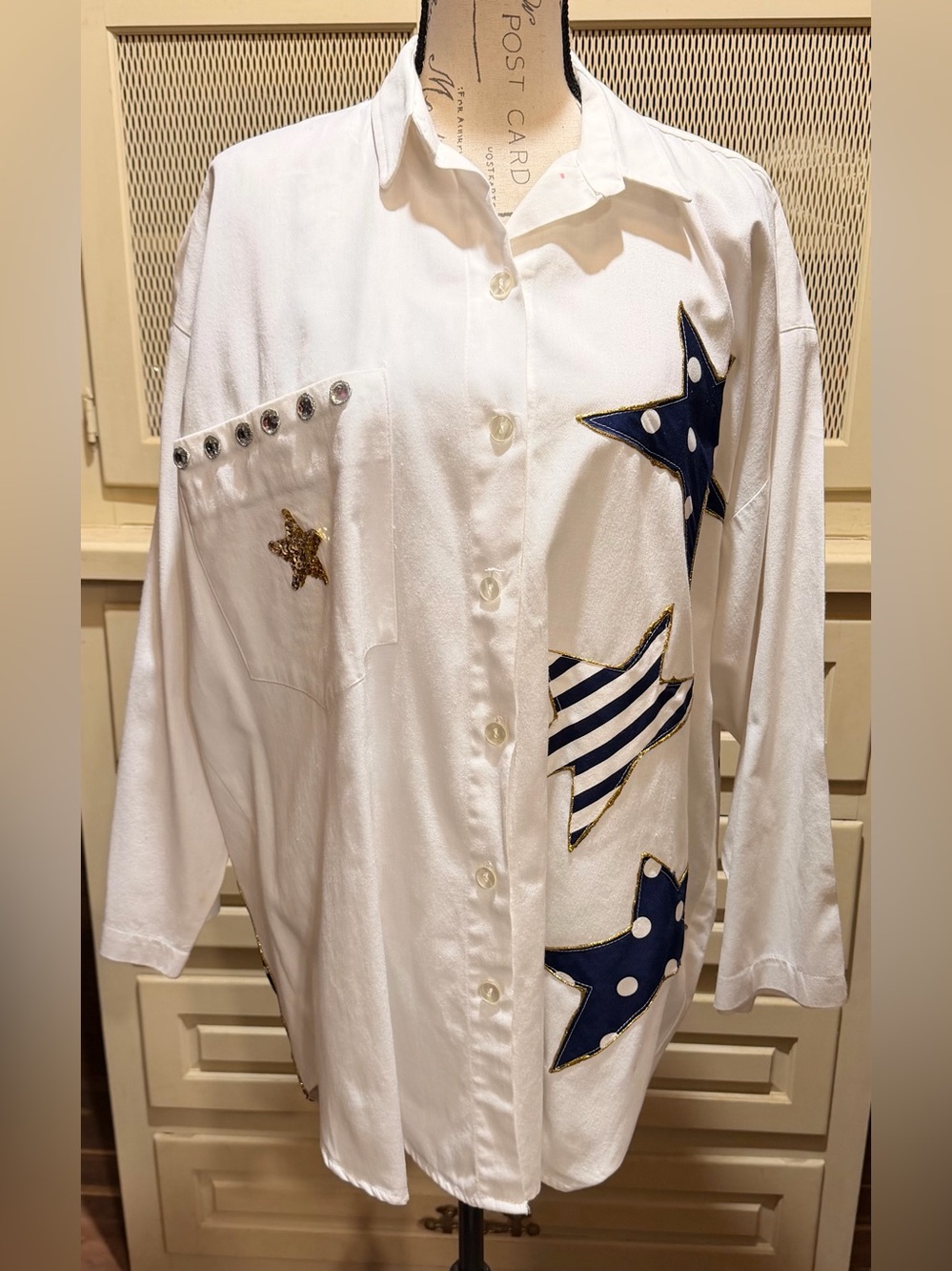 Vintage 80s Cynthia J Creative Designs To Wear Star Portrait Shirt One Size